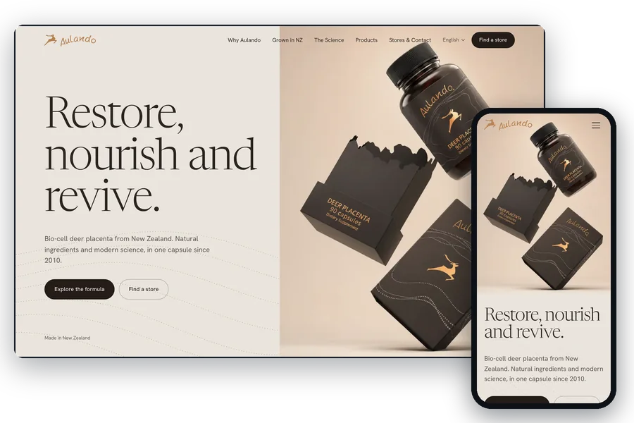 Aulando website on desktop and phone