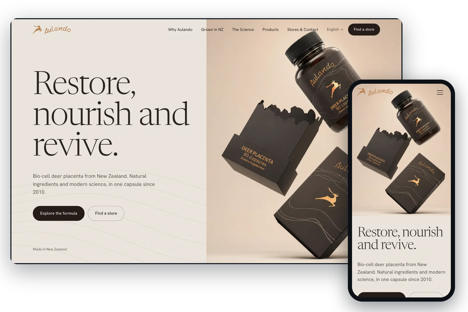 Aulando website on desktop and phone